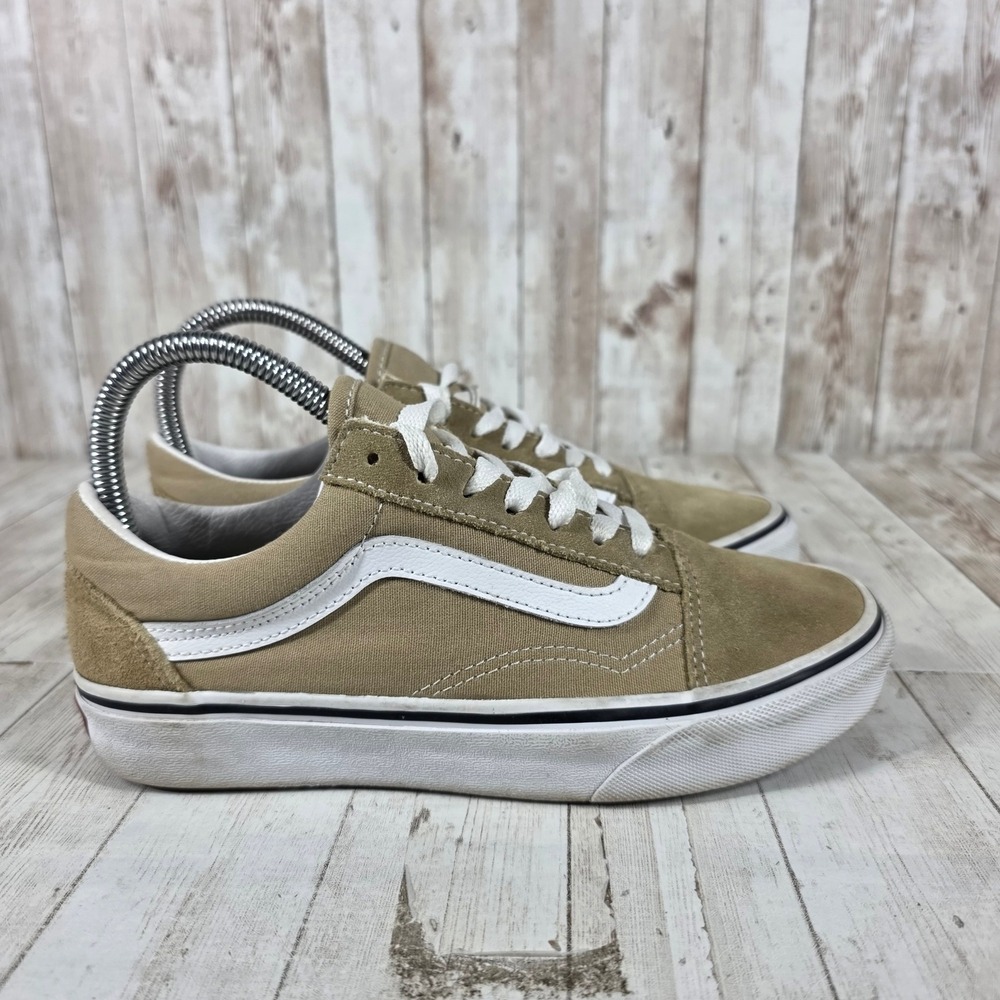 Vans Old Skool Tan Khaki Suede Canvas Low Top Skate Shoes Womens 6.5 Men 5